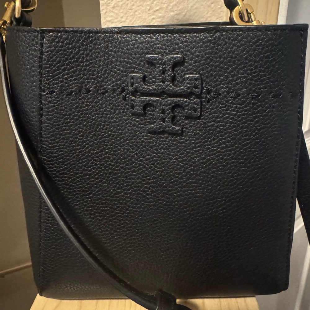 Tory Burch Black Pebbled Leather Crossbody Bag